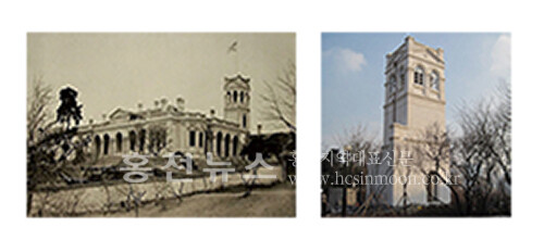      1900년 전후 주한 러시아공사관. 오른쪽에 있는 탑은 오늘날에도 남아 있다.